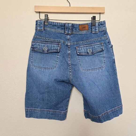 Lee Blue Denim Mid Rise Long Bermuda shorts womens size 6 - Picture 7 of 9